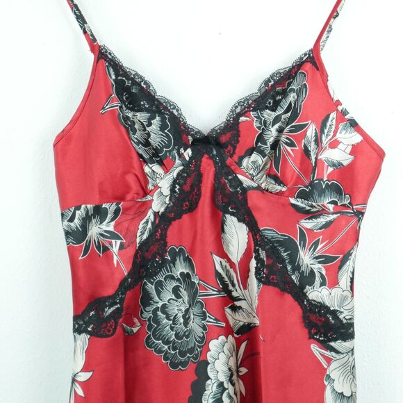 Apt 9 Small Slipdress Babydoll Red Floral Lace Satin Grunge Boho Coquette Vamp - Picture 2 of 5